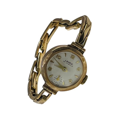 326 - A 9ct gold lady’s Lanco cocktail watch with 9ct gold expanding bracelet, weighing 13.2 grams gross.