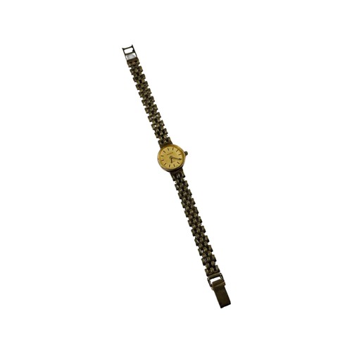 327 - A 9ct gold lady’s Geneve cocktail watch with 9ct gold bracelet, weighing 14.9 grams gross.