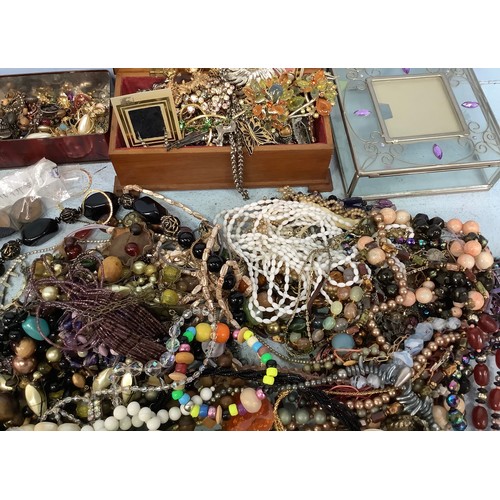 341 - A large quantity of costume jewellery and watches, including earrings, necklaces, brooches and brace... 