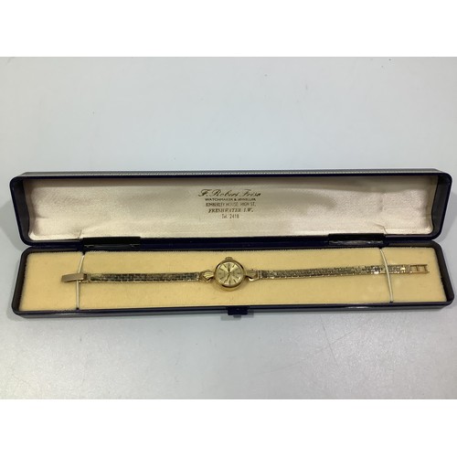 241 - A ladies 18ct gold Rolex Orchid wristwatch, the gold dial with batons denoting hours, on 18ct gold b... 