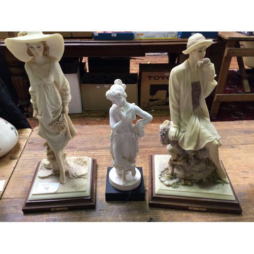 12 - Five various Italian figurines including two by Vittorio Tessaro together with a lamp with base mode... 