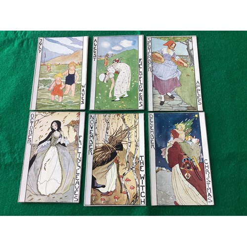 254 - A full set of art deco calendar postcards signed by Dutch artist Rie Cramer, in good plus condition.... 