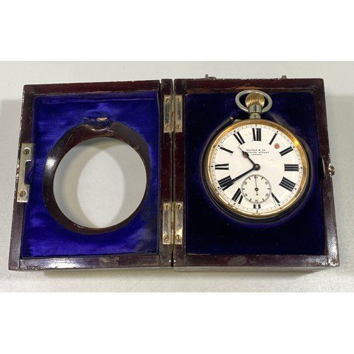 173 - A white-metal cased open-faced Goliath pocket watch by Searle & Co, Lombard Street, London, the whit... 