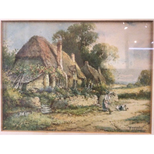 530 - R. Macauley (late 19th/early 20th century) A pair of country landscape studies with figures and cott... 