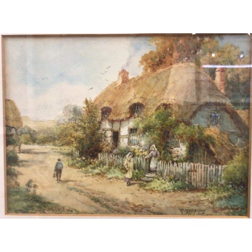 530 - R. Macauley (late 19th/early 20th century) A pair of country landscape studies with figures and cott... 