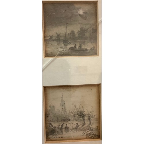 538 - Manner of Joseph Thors (fl.1863 - 1884) Four small landscape and seascape sketches, unsigned, mounte... 