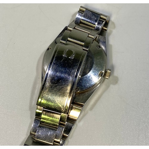 179 - A gents stainless steel Omega Automatic Geneve wristwatch, c.1970’s, the circular silvered dial with... 