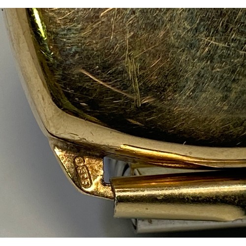 180 - A 9ct gold cased Cyma wristwatch, the circular silvered dial with Arabic numerals denoting hours and... 