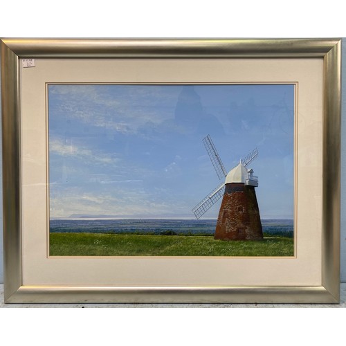 569 - Clive McBain (British contemporary), a panoramic view of Halnaker windmill near Chichester with the ... 