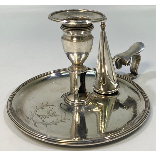 158 - A George III Silver chamberstick, of Neo-classical design, with vase sconce and reeded rims, London,... 
