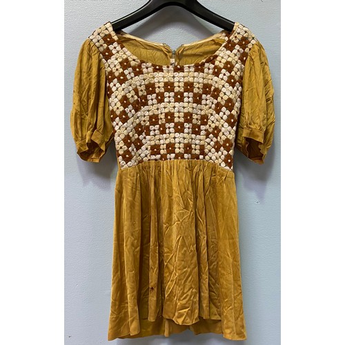 391 - Five items of 1960s vintage clothing including a Kweens of Chelsea mustard mini dress, Just Jon purp... 