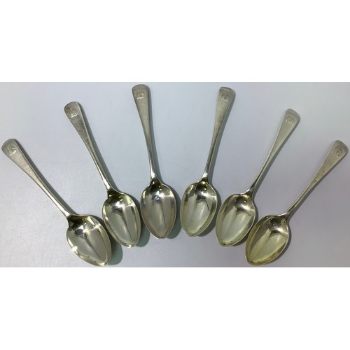 154 - A set of six Victorian silver old English pattern teaspoons by Elkington & Co. All etched with phoen... 