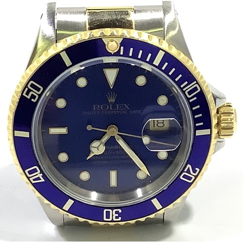 167 - A gents Rolex stainless steel and 18ct yellow gold ‘Rolesor’ Submariner wristwatch, model 16613, C.1... 