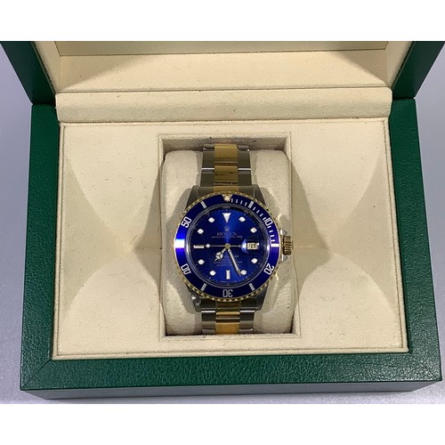 167 - A gents Rolex stainless steel and 18ct yellow gold ‘Rolesor’ Submariner wristwatch, model 16613, C.1... 
