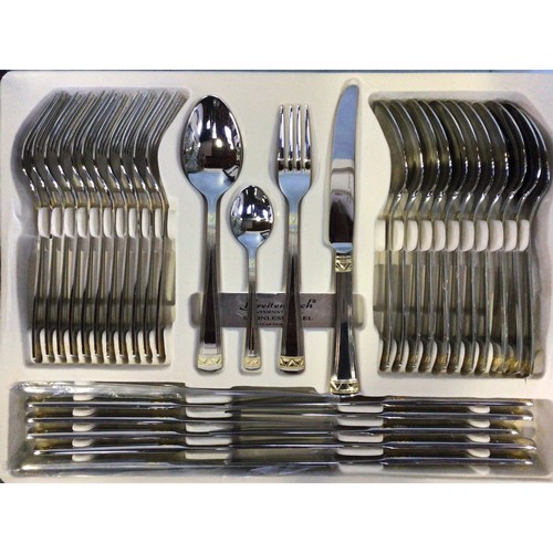 169 - A stainless steel and gold-plated Breitenbach ‘Athena’ two-tier canteen of cutlery including knives,... 