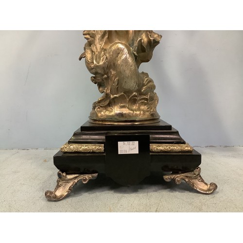 168 - An imposing pair of silvered metal six-light candelabra after Jean-Louis Gregoire, modelled as Venus... 