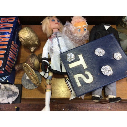 408 - A large and varied mix of movie home made prop memorabilia including two lifecast Space Precinct act... 