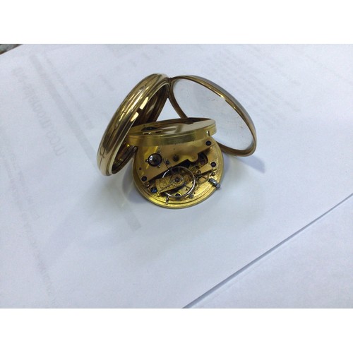 183 - An 18ct gold open-face pocket watch, the decorative, gilt, scrolled dial with Roman numerals denotin... 