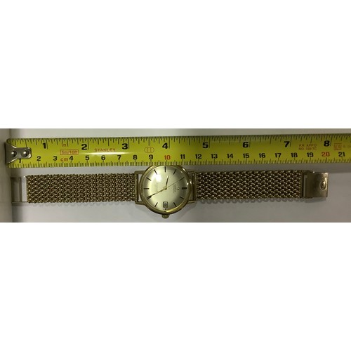 174 - A gents 9ct gold cased Omega Seamaster De Ville automatic wristwatch, the silvered dial with applied... 