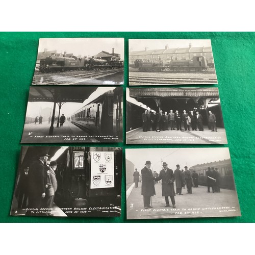 277 - Fifteen real photographic postcards relating to railway interest in Littlehampton, including a plain... 