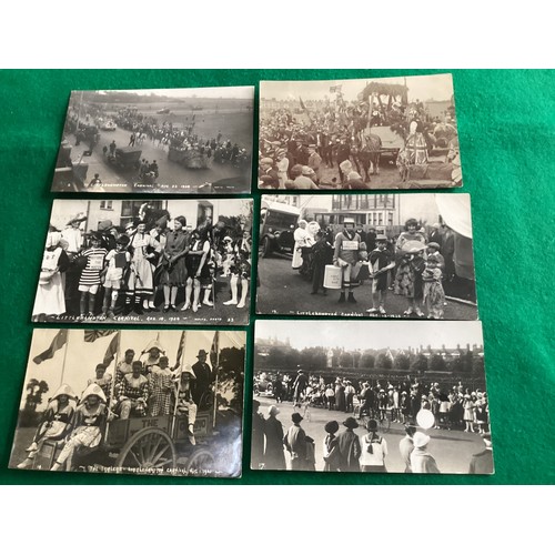 276 - Ten real photographic postcards of Littlehampton carnival, including street processions involving th... 