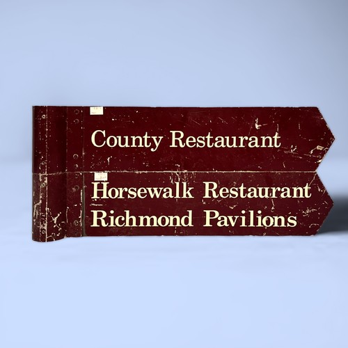 306 - Two painted aluminium direction signs, one reading ‘Country Restaurant’, the other ‘Horsewalk Restau... 