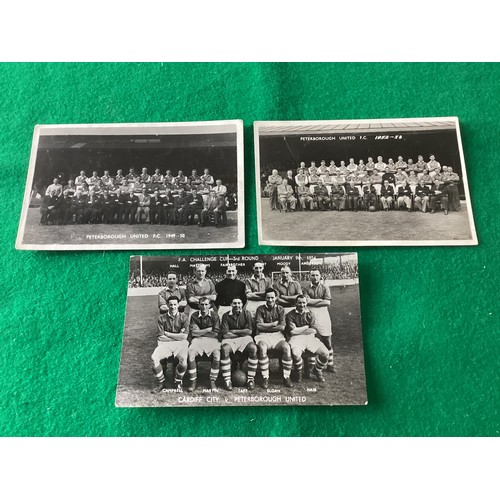 282 - Three real photographic postcard-size cards of Peterborough United Football Club teams in the 1949-5... 