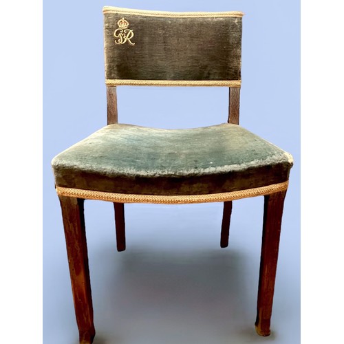 495 - An original George VI 1937 Coronation chair in the arts & crafts style, made from limed oak with ori... 