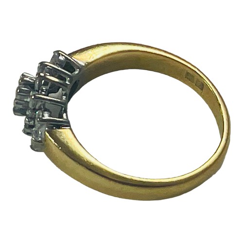 126 - An 18ct yellow gold diamond ring, set with 1 x round brilliant cut diamond to the centre, with 14 x ... 
