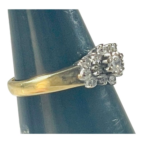 126 - An 18ct yellow gold diamond ring, set with 1 x round brilliant cut diamond to the centre, with 14 x ... 