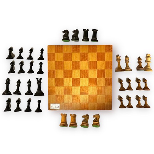 301 - Two glass chess sets, with glass board and a wooden Staunton pattern chess set, together with two wo... 