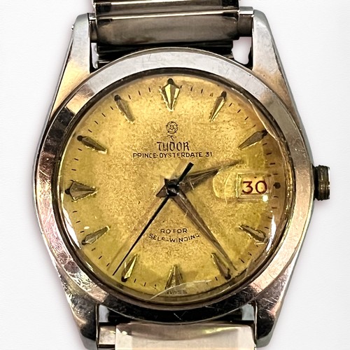 112 - A mid-size stainless steel Tudor Prince - Oysterdate 31 wristwatch, ref. 7911, c.1940's, the silvere... 