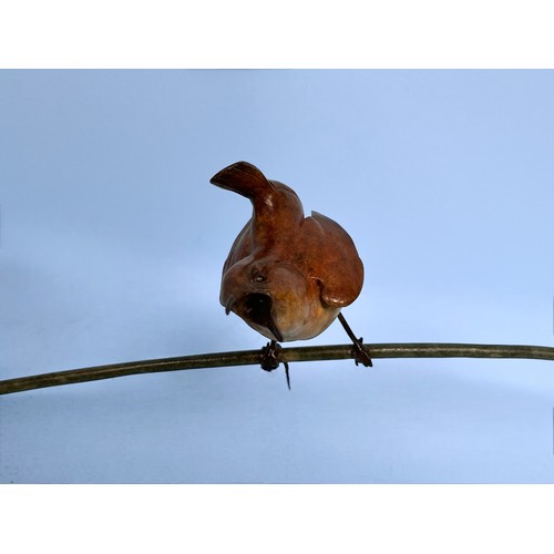 463 - Ian Greensitt (b.1971) ‘Wall Mounted Wren’ limited edition bronze sculpture, numbered 11/15, signed ... 