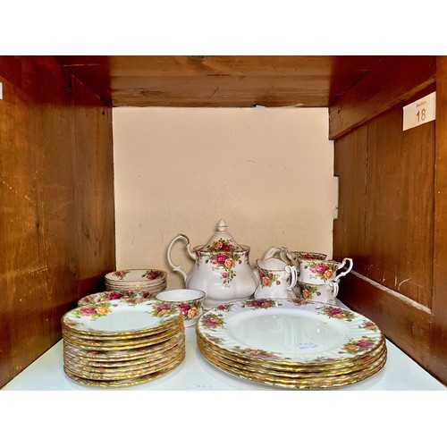 27 - A Royal Albert porcelai part-teaset in the 'Old Country Roses' pattern, including teapot, cream and ... 