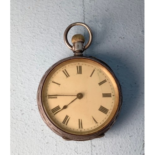 118 - A small continental .935 grade silver open-face pocket watch, the white enamel dial with Roman numer... 