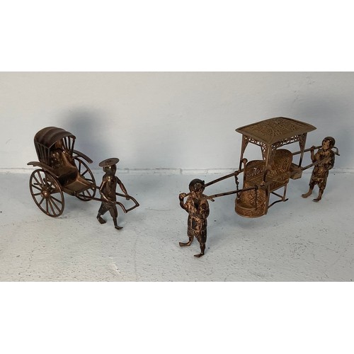81 - A Chinese silver Rickshaw with figure and Chinese Sedan Chair with two figures, each marked KW.90 (K... 