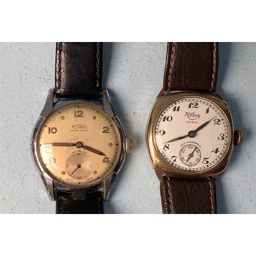 116 - A small collection of assorted gents wristwatches comprising a 9ct gold cased Audax Sports, gross we... 