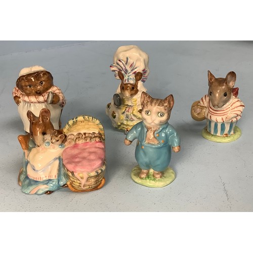 37 - Five Beswick pottery Beatrix Potter figures comprising ‘Hunca Munca’, ‘Lady Mouse’, ‘Mrs Tittlemouse... 