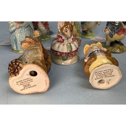 40 - Eight various Beswick Beatrix Potter figures including ‘Amiable Guinea-Pig’, ‘Timmy Tiptoes’, ‘Samue... 