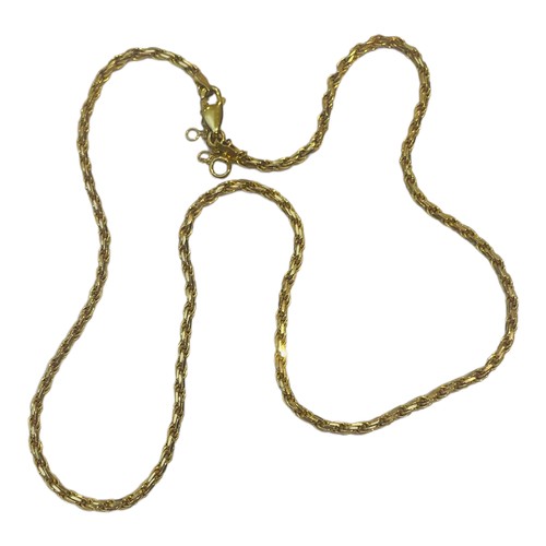 169 - A 9ct yellow gold solid rope twist necklace, 18 inches in length, weighs 12.2 grams, with safety cha... 