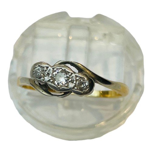 153 - Two 18ct gold and platinum diamond rings, (af) total weight 3.9 grams.