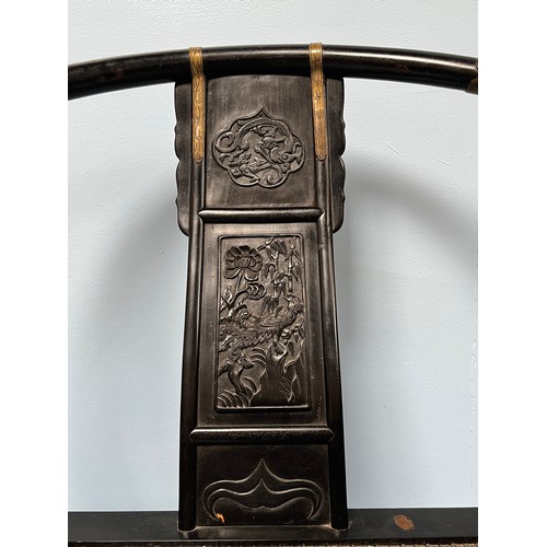 68 - A Rare Pair of Qing Dynasty hardwood / possibly Zitan Folding Horseshoe-Back Jiaoyi/Armchairs, with ... 