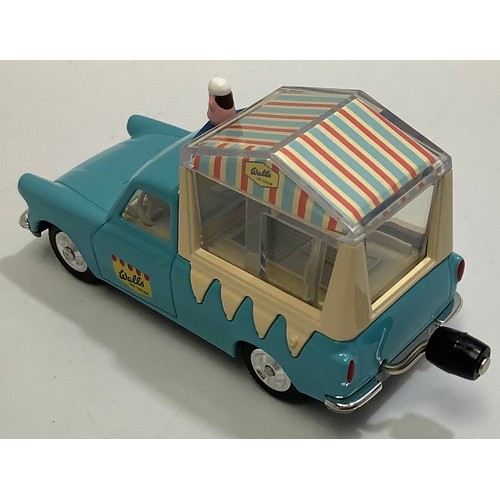 390 - Corgi 474 Ford Thames ‘Wall's’ Ice Cream Van, blue, cream, silver trim, spun hubs, with sliding wind... 