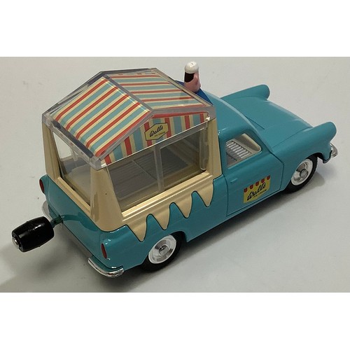 390 - Corgi 474 Ford Thames ‘Wall's’ Ice Cream Van, blue, cream, silver trim, spun hubs, with sliding wind... 