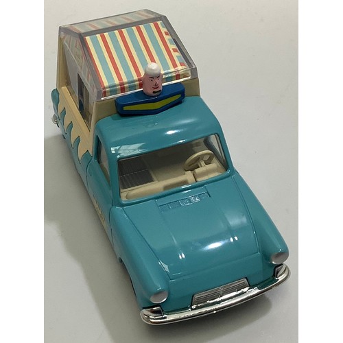 390 - Corgi 474 Ford Thames ‘Wall's’ Ice Cream Van, blue, cream, silver trim, spun hubs, with sliding wind... 