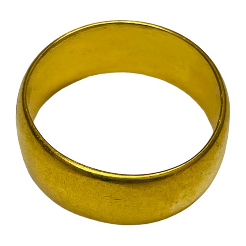 188 - A 22ct gold wedding band, weighing 6.2 grams, 6mm.