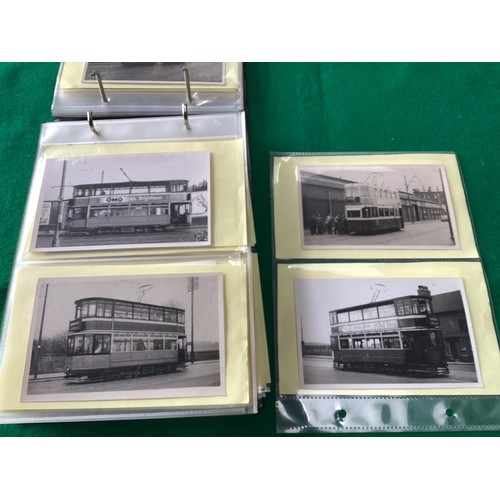 284 - An album containing 104 postcard-size tram photographs – some on postcard-style card. This lot compr... 