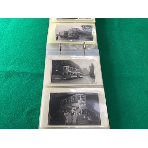 284 - An album containing 104 postcard-size tram photographs – some on postcard-style card. This lot compr... 