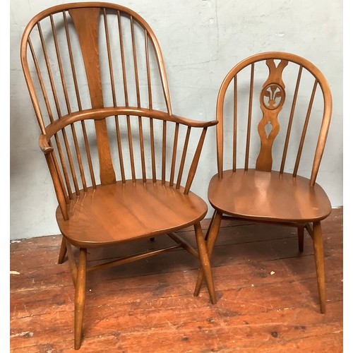 512 - An Ercol 'Chairmaker's double-bow-back Windsor chair together with an Ercol 'Prince of Wales' hoop-b... 