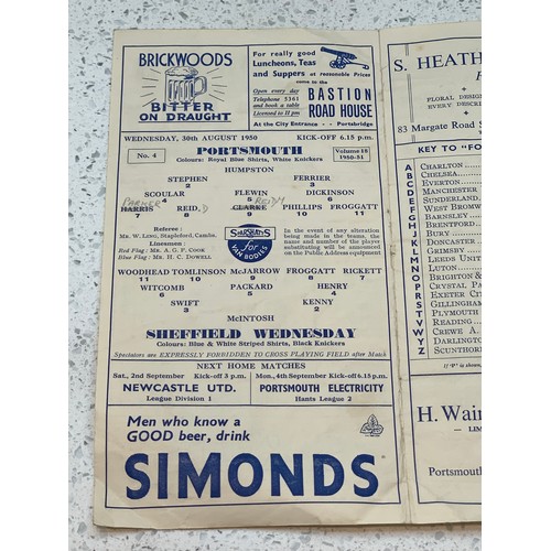 348 - Football programmes / Portsmouth FC, Middlebrough 19/08/50, Sheff Weds 30/08/50, Stoke City 16/09/50... 